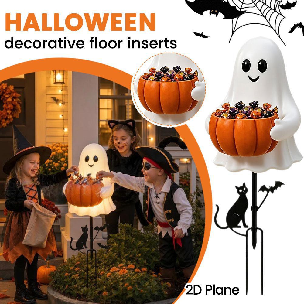 Outdoor Lighting Pathway - ที่วางขนมรูปฟักทองผีฮาโลวีน 2 มิติ พร้อมไฟประดับแบบปัก สำหรับตกแต่งสนามหญ้า ทางเดิน