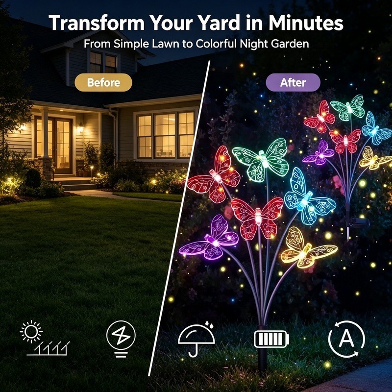 ไฟประดับสวนรูปผีเสื้อพลังงานแส - Outdoor Lighting Waterproof บทวิจารณ์และราคา